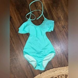 Victoria's Secret Flounce Halter One Piece Swimsuit Backless Cut Out Sides Sz S